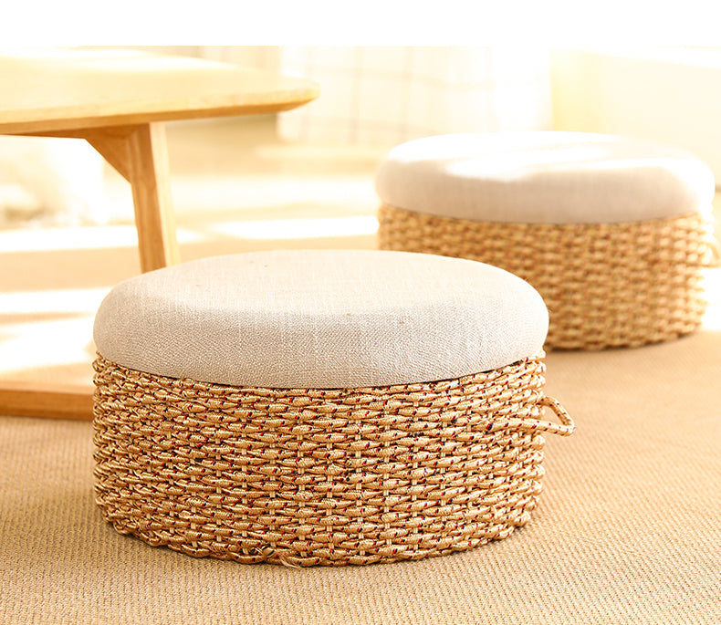 Linen Futon Cushion Handmade Tatami Mat Woven Floor Pier
