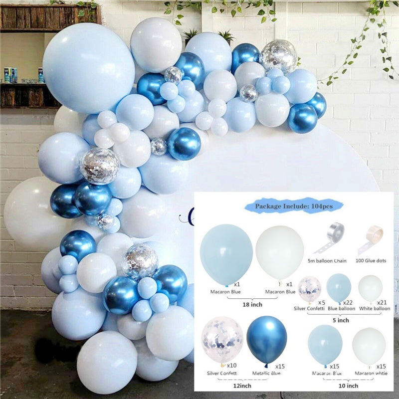 White Balloon Chain Theme Macaron Suit White Latex Decoration Items